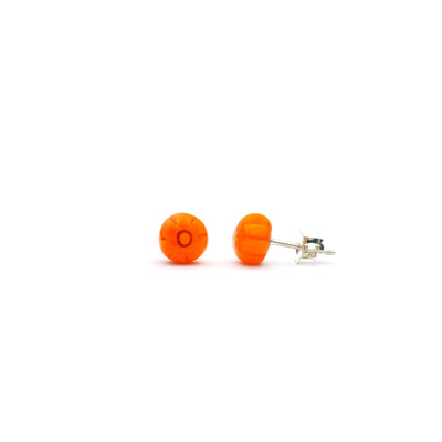 圓形耳釘 6mm - 橙色 - 耳環