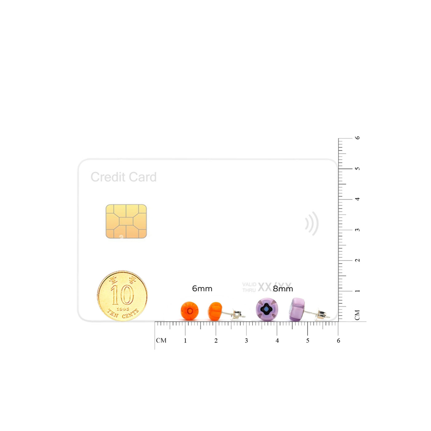 簡約圓形耳釘 (8mm) - 橙色1 - 耳環