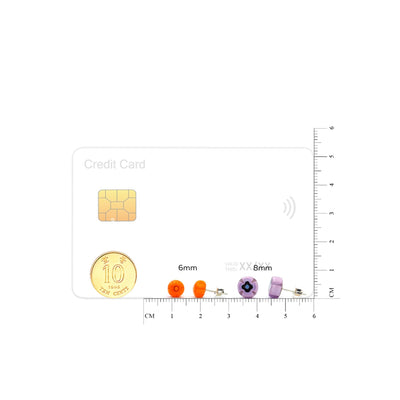 簡約圓形耳釘 (8mm) - 橙色1 - 耳環