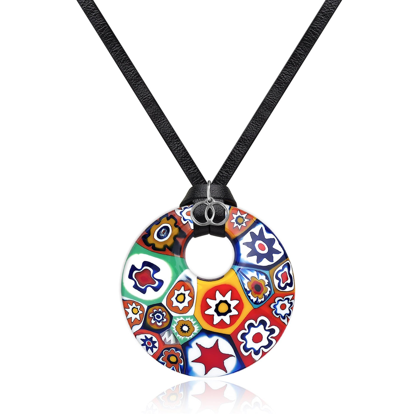 Artylish 圓形大吊墜 - 925純銀 配 小羊皮 - 頸飾