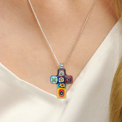 Artylish x Cross 彩色十字架頸鏈 - 1.2mm濶 925純銀 - 吊墜頸鏈