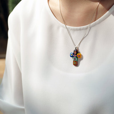 Artylish x Cross 彩色十字架頸鏈 - 2mm濶 低敏感316L鈦鋼 - 吊墜頸鏈