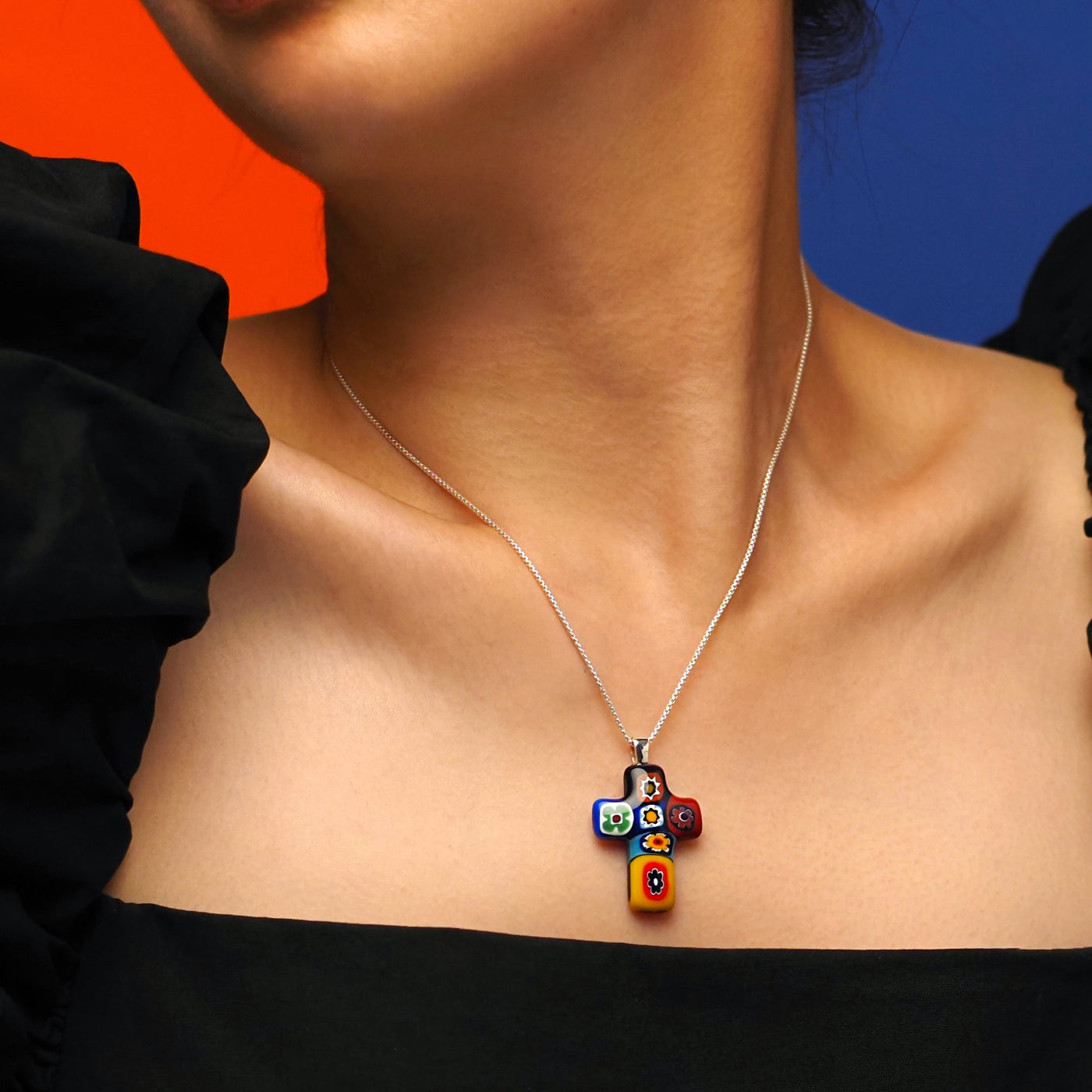 Artylish x Cross 彩色十字架頸鏈 - 2mm濶 低敏感316L鈦鋼 - 吊墜頸鏈