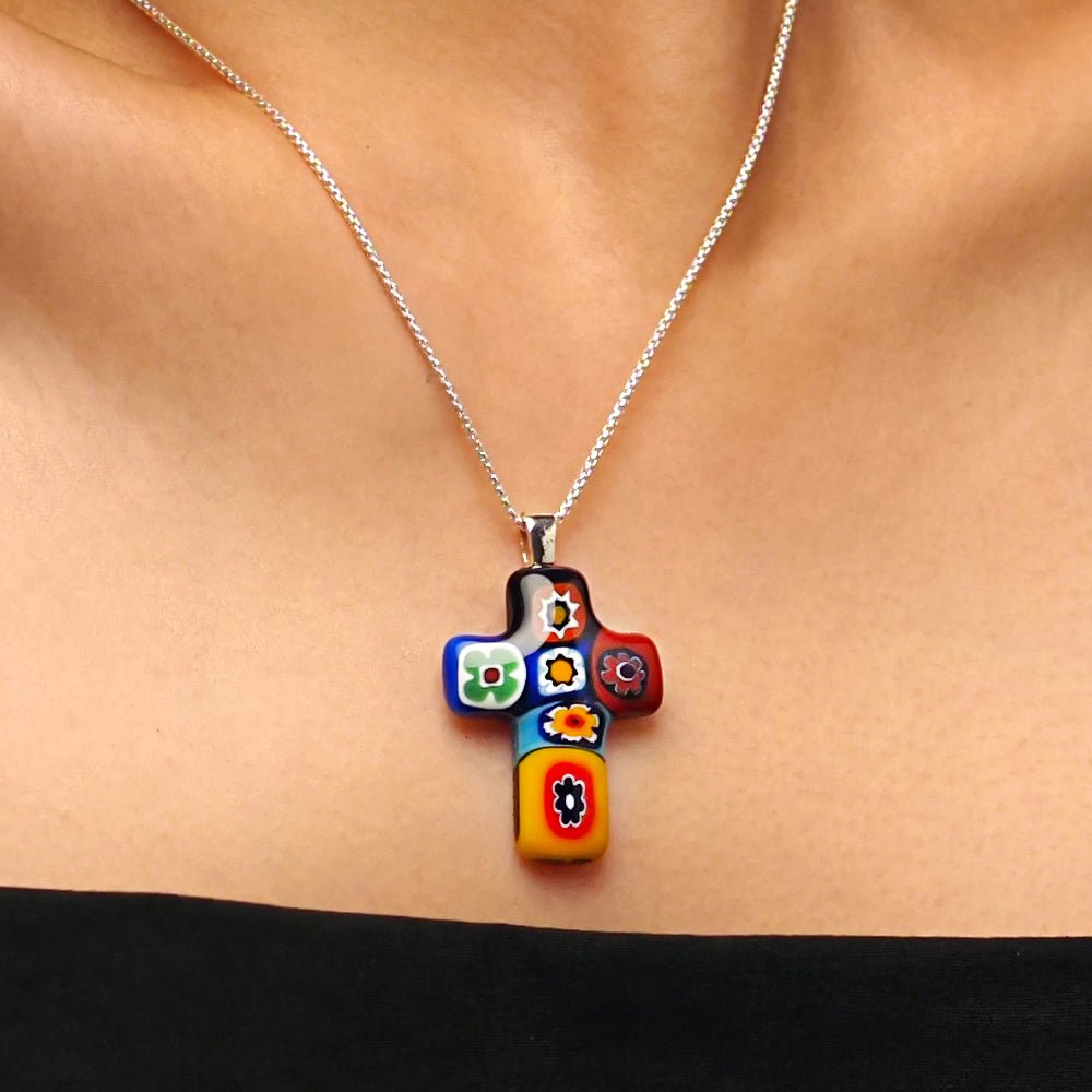 Artylish x Cross 彩色十字架頸鏈 - 2mm濶 低敏感316L鈦鋼 - 吊墜頸鏈