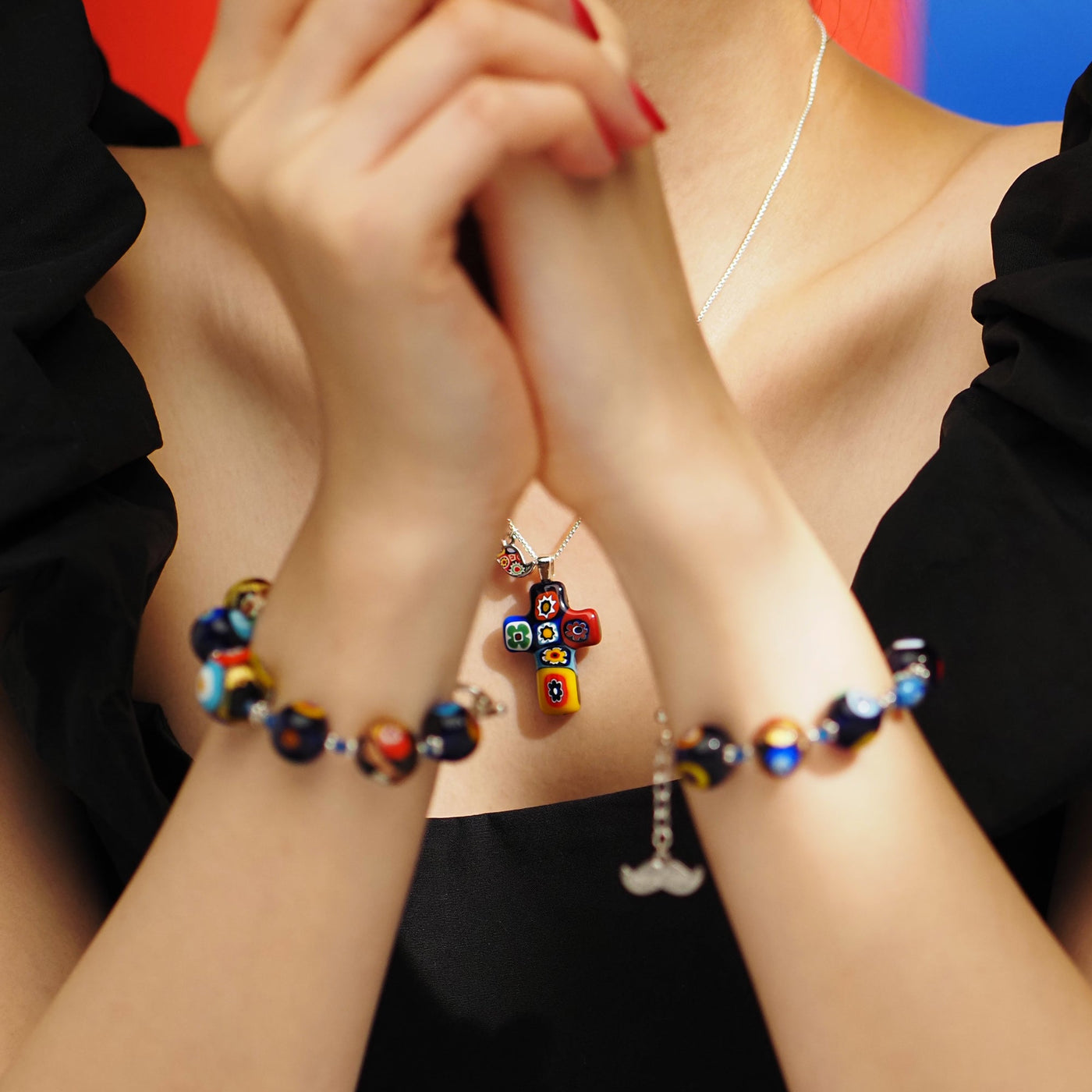 Artylish x Cross 彩色十字架頸鏈 - 2mm濶 低敏感316L鈦鋼 - 吊墜頸鏈