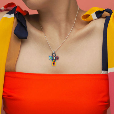 Artylish x Cross 彩色十字架頸鏈 - 2mm濶 低敏感316L鈦鋼 - 吊墜頸鏈