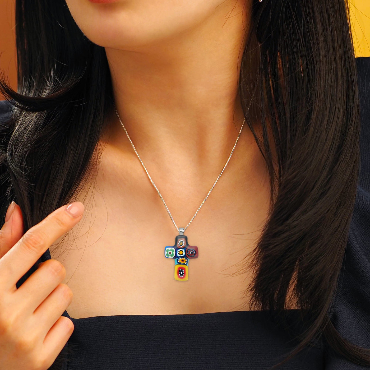 Artylish x Cross 彩色十字架頸鏈 - 2mm濶 低敏感316L鈦鋼 - 吊墜頸鏈