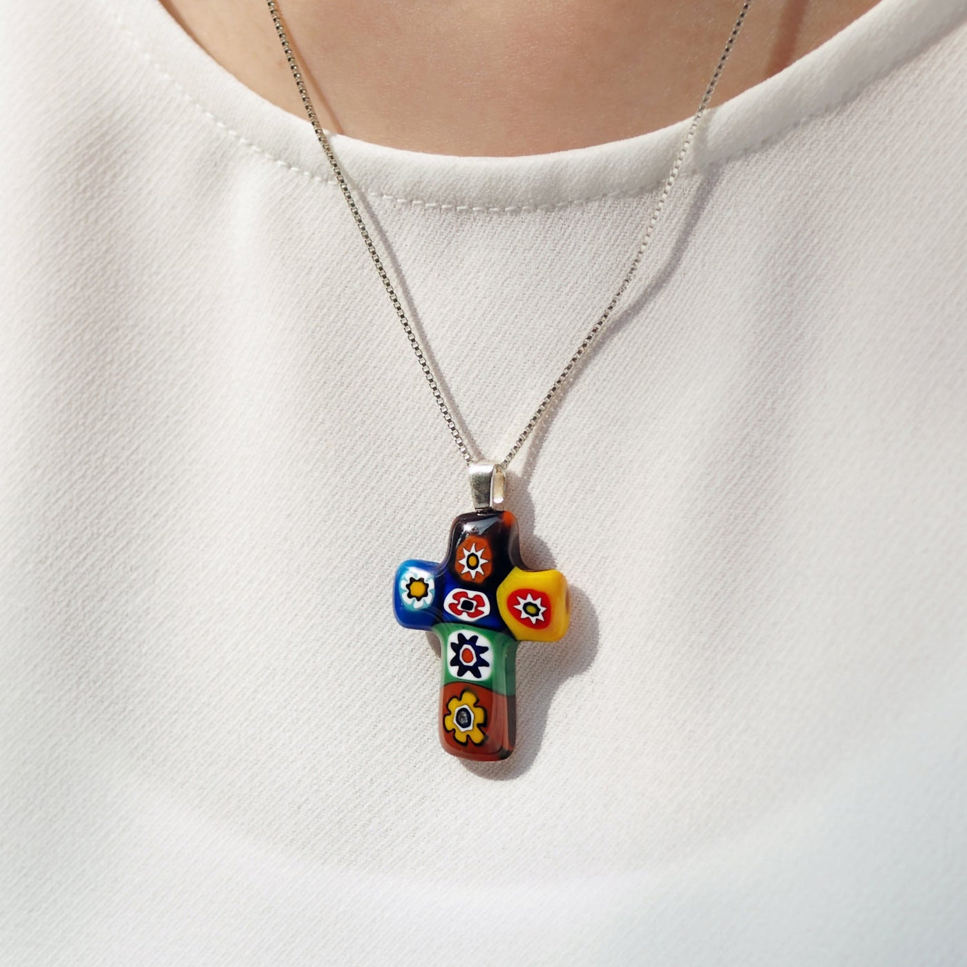 Artylish x Cross 彩色十字架頸鏈 - 2mm濶 低敏感316L鈦鋼 - 吊墜頸鏈