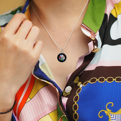 Bouquet in Bloom 黑色吊墜頸鏈 - 18mm - 吊墜頸鏈