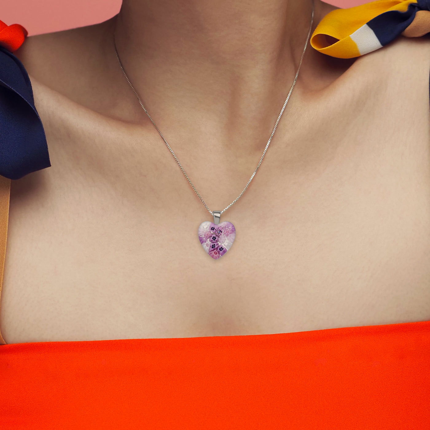 Pink in Bloom 粉紅心形頸鏈