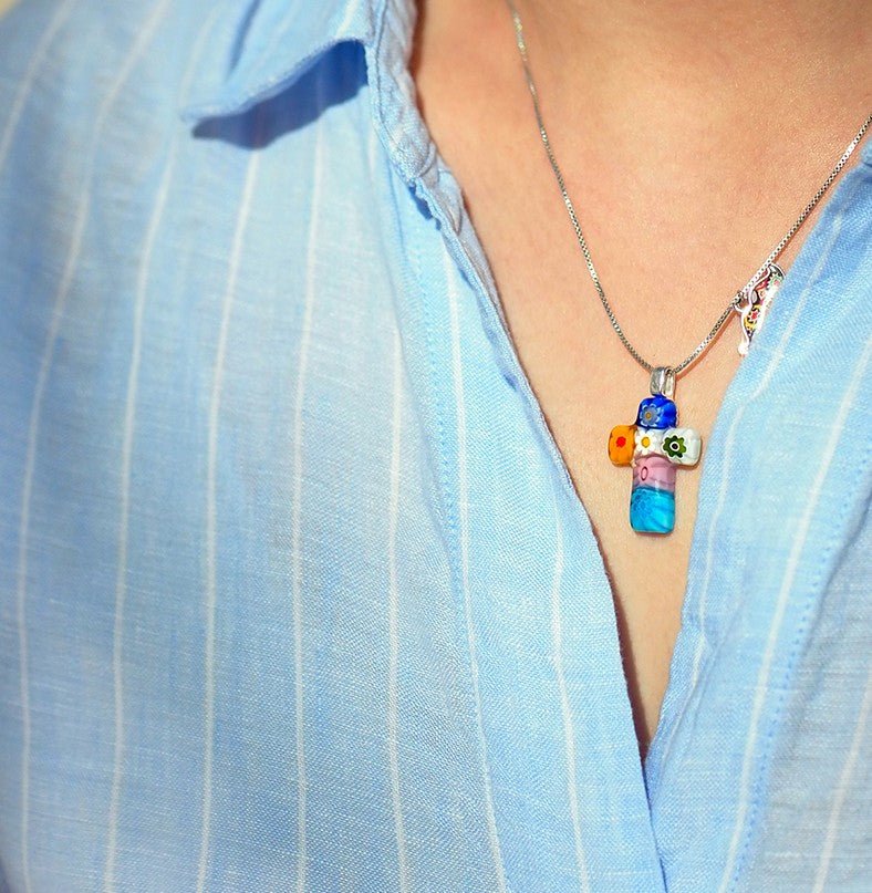 Cross in Bloom 十字架頸鏈 - 0.85mm濶 925純銀 - 吊墜頸鏈