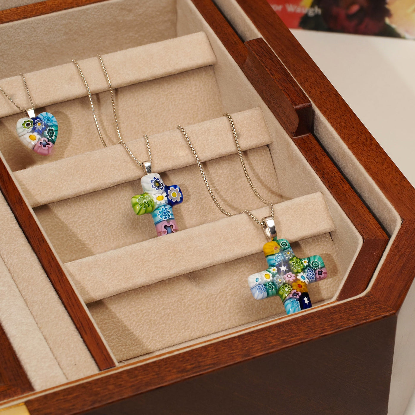 Cross in Bloom 十字架吊墜頸鏈 - 0.85mm濶 925純銀 - 吊墜頸鏈