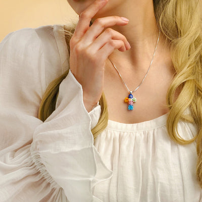 Cross in Bloom 十字架頸鏈 - 0.85mm濶 925純銀 - 吊墜頸鏈