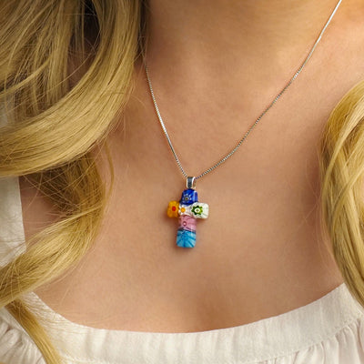 Cross in Bloom 十字架頸鏈 - 0.85mm濶 925純銀 - 吊墜頸鏈