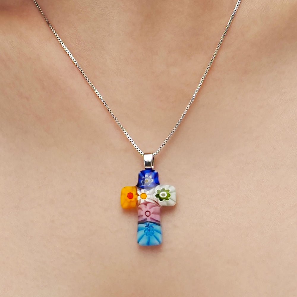 Cross in Bloom 十字架頸鏈 - 0.85mm濶 925純銀 - 吊墜頸鏈