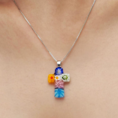 Cross in Bloom 十字架頸鏈 - 0.85mm濶 925純銀 - 吊墜頸鏈