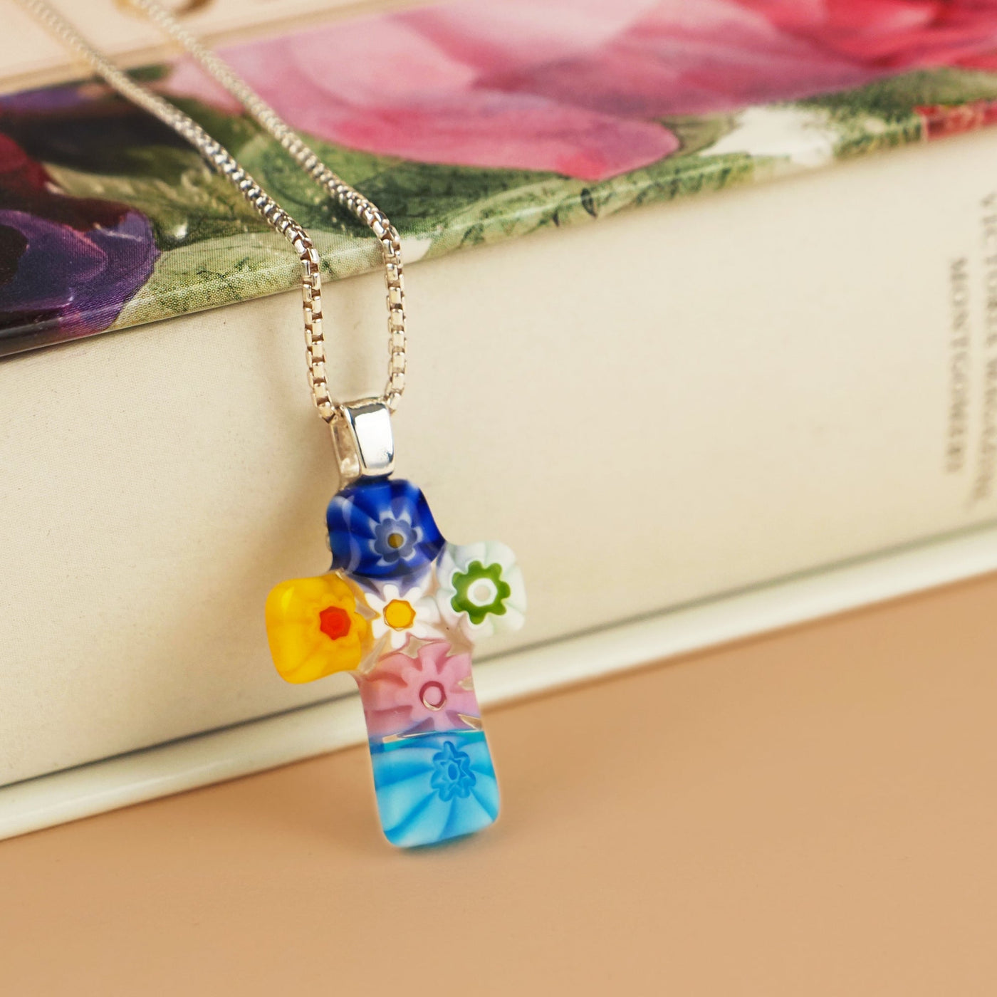 Cross in Bloom 十字架頸鏈 - 0.85mm濶 925純銀 - 吊墜頸鏈