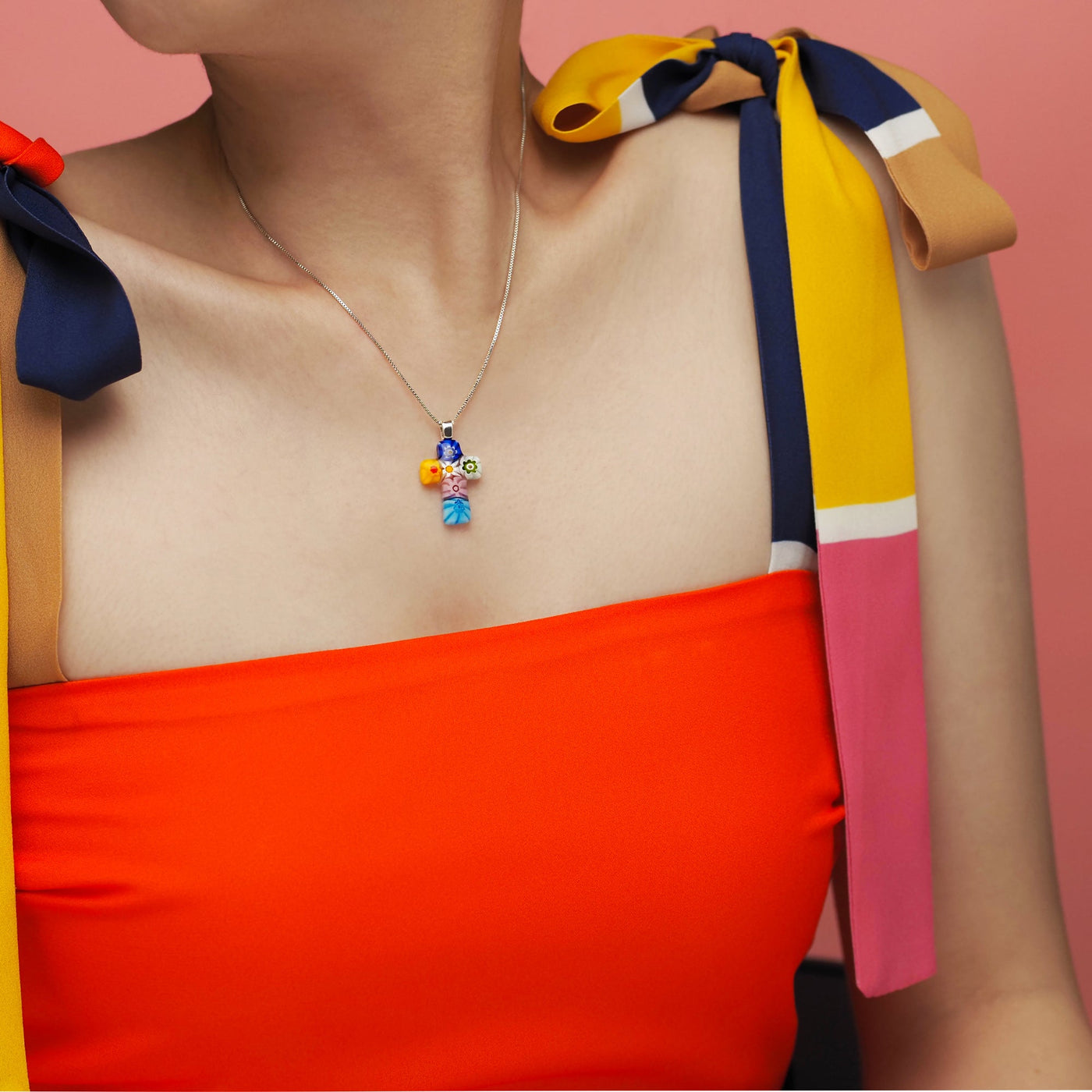 Cross in Bloom 十字架頸鏈 - 0.85mm濶 925純銀 - 吊墜頸鏈