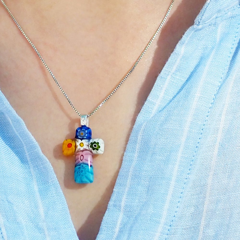 Cross in Bloom 十字架頸鏈 - 0.85mm濶 925純銀 - 吊墜頸鏈