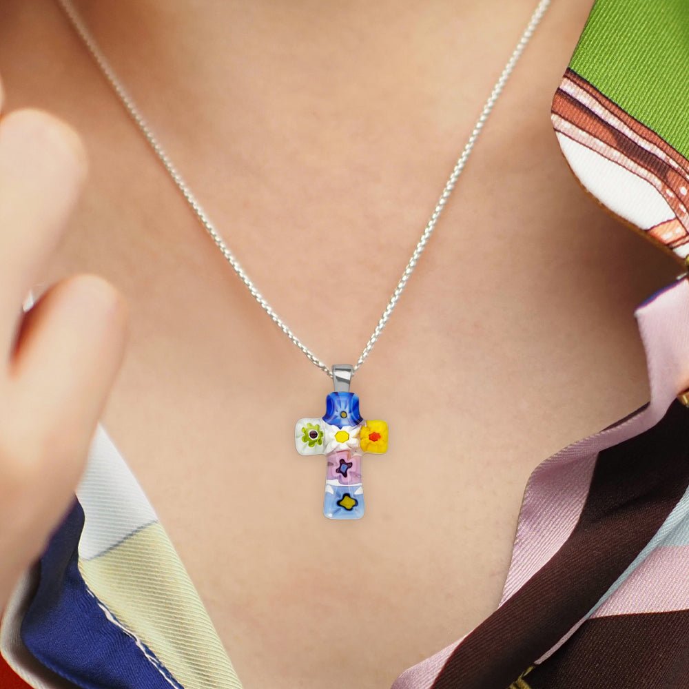 Cross in Bloom 十字架頸鏈 - 1.2mm濶 925純銀 - 吊墜頸鏈