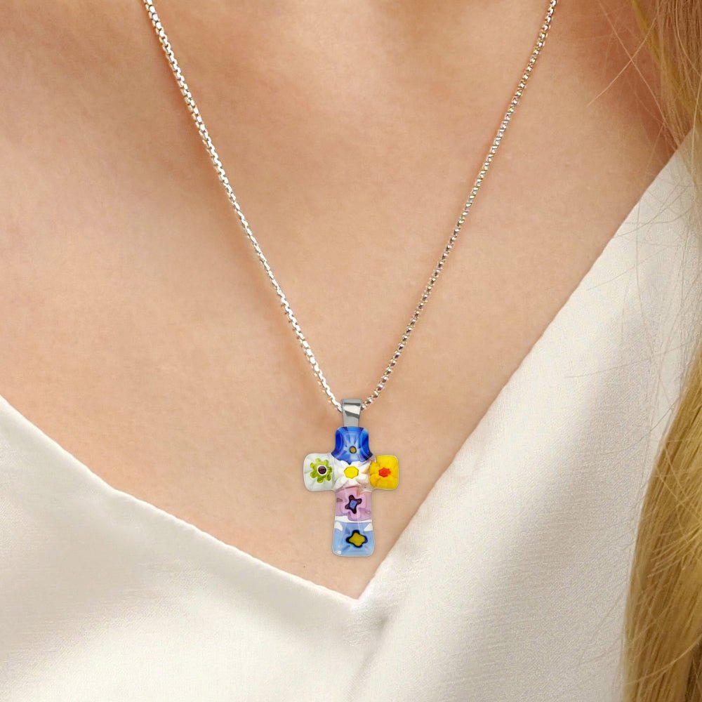 Cross in Bloom 十字架頸鏈 - 1.2mm濶 925純銀 - 吊墜頸鏈