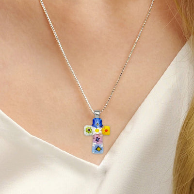 Cross in Bloom 十字架頸鏈 - 1.2mm濶 925純銀 - 吊墜頸鏈