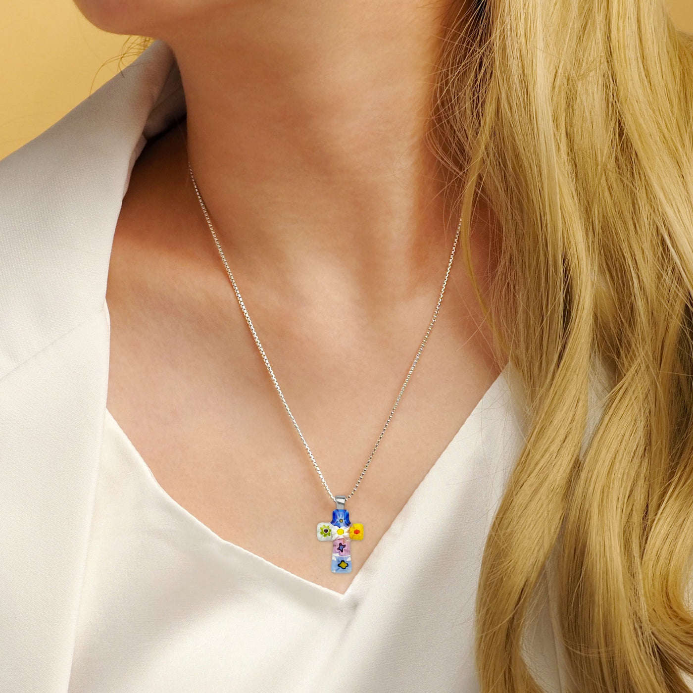 Cross in Bloom 十字架頸鏈 - 1.2mm濶 925純銀 - 吊墜頸鏈