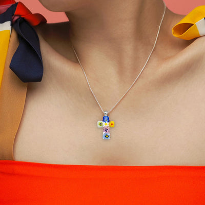 Cross in Bloom 十字架頸鏈 - 1mm濶 925純銀 [免費升級] - 吊墜頸鏈