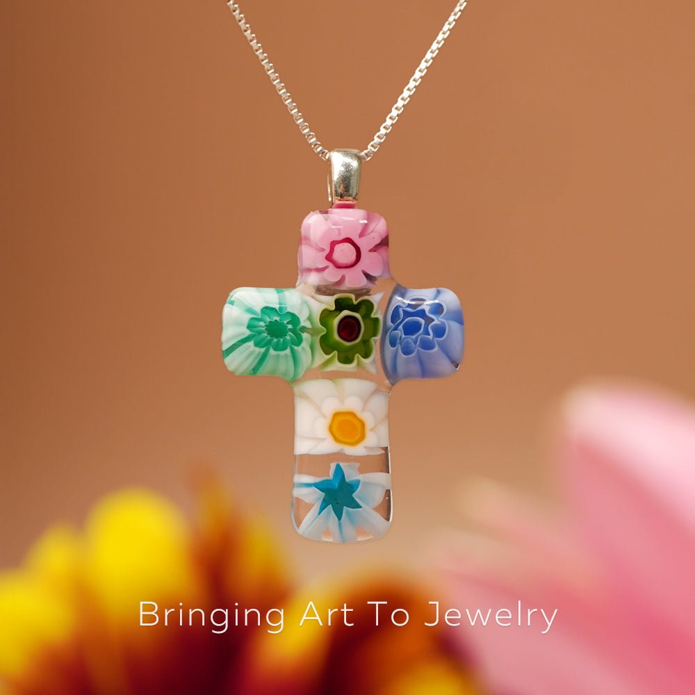 Cross in Bloom 十字架吊墜頸鏈 - 1mm濶 925純銀 - 吊墜頸鏈