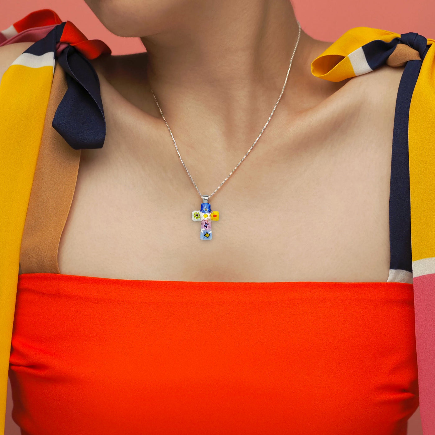 Cross in Bloom 十字架頸鏈 - 1mm濶 925純銀 [免費升級] - 吊墜頸鏈