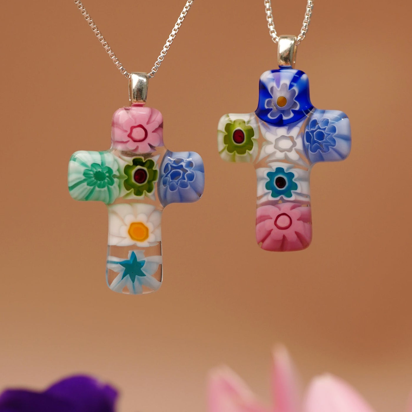 Cross in Bloom 十字架吊墜頸鏈 - 2mm濶 低敏感316L鈦鋼 - 吊墜頸鏈