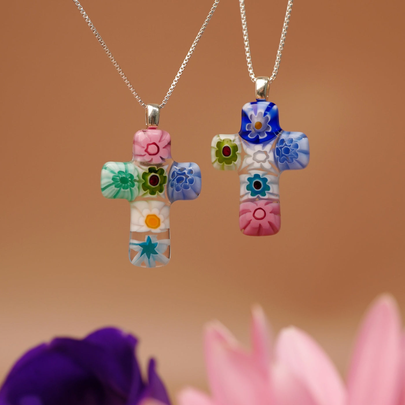 Cross in Bloom 十字架吊墜頸鏈 - 2mm濶 低敏感316L鈦鋼 - 吊墜頸鏈