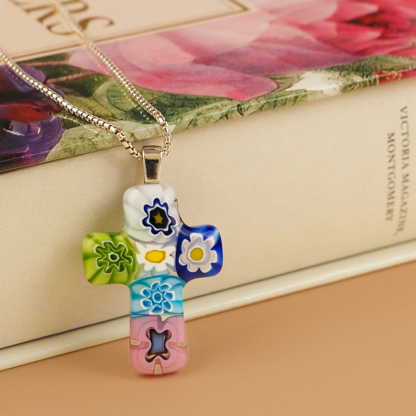 Cross in Bloom 十字架吊墜頸鏈 - 2mm濶 低敏感316L鈦鋼 - 吊墜頸鏈