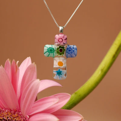 Cross in Bloom 十字架吊墜頸鏈 - 2mm濶 低敏感316L鈦鋼 - 吊墜頸鏈