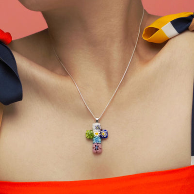 Cross in Bloom 十字架吊墜頸鏈 - 2mm濶 低敏感316L鈦鋼 - 吊墜頸鏈