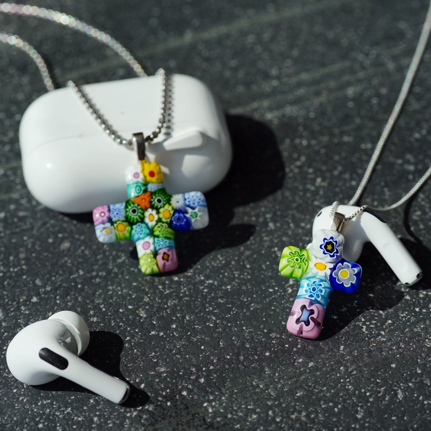 Cross in Bloom 十字架吊墜頸鏈 - 2mm濶 低敏感316L鈦鋼 - 吊墜頸鏈