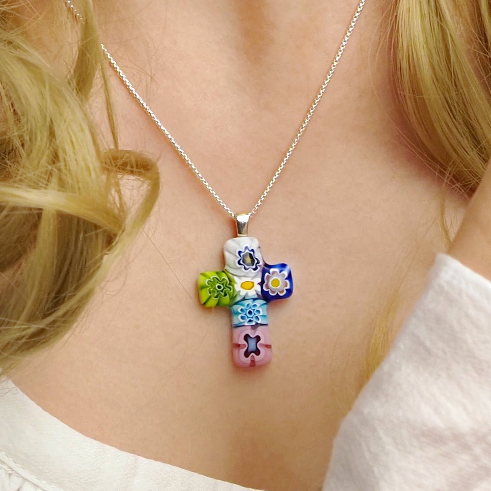 Cross in Bloom 十字架吊墜頸鏈 - 2mm濶 低敏感316L鈦鋼 - 吊墜頸鏈