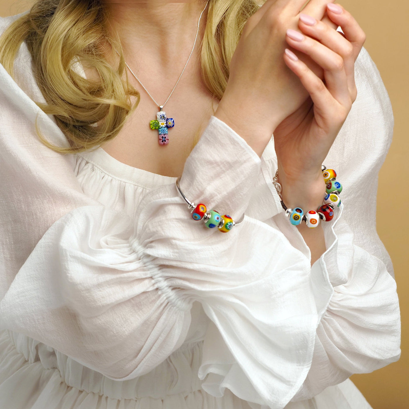 Cross in Bloom 十字架吊墜頸鏈 - 2mm濶 低敏感316L鈦鋼 - 吊墜頸鏈