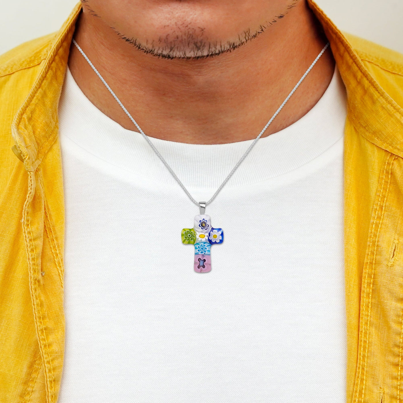 Cross in Bloom 十字架吊墜頸鏈 - 2mm濶 低敏感316L鈦鋼 - 吊墜頸鏈