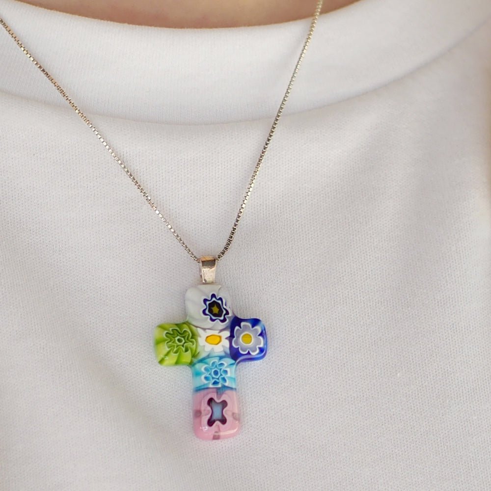 Cross in Bloom 十字架吊墜頸鏈 - 2mm濶 低敏感316L鈦鋼 - 吊墜頸鏈