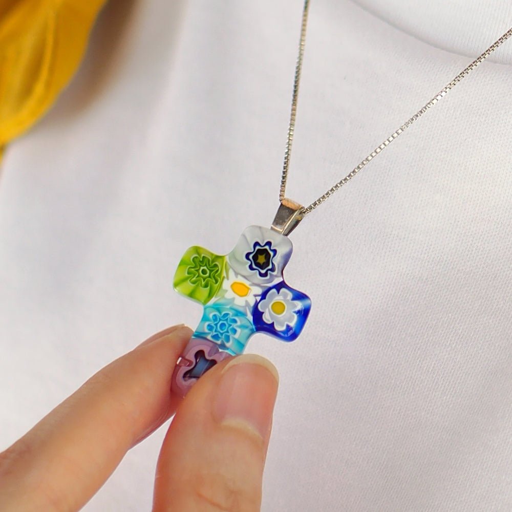 Cross in Bloom 十字架吊墜頸鏈 - 2mm濶 低敏感316L鈦鋼 - 吊墜頸鏈