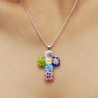 Cross in Bloom 十字架吊墜頸鏈 - 2mm濶 低敏感316L鈦鋼 - 吊墜頸鏈