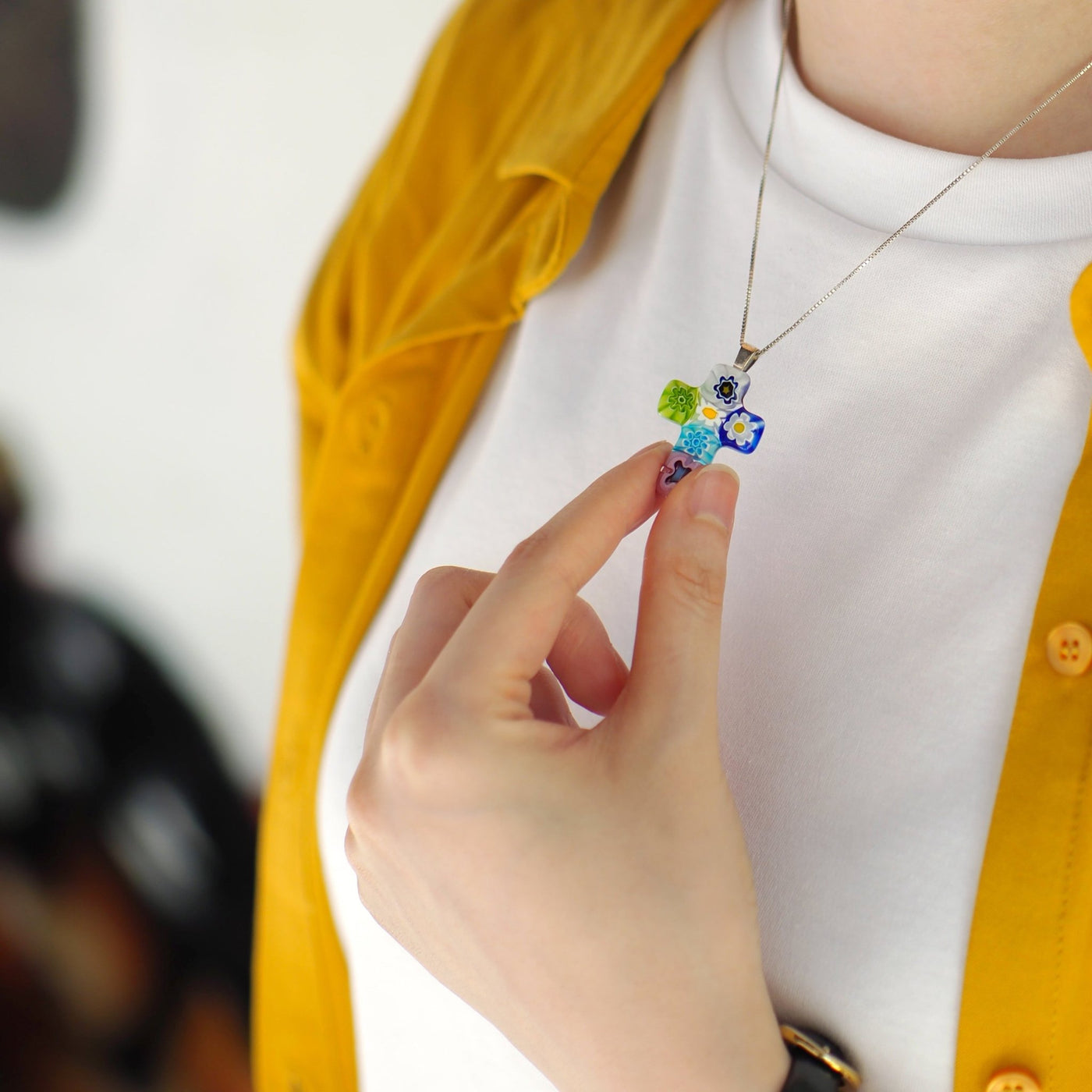 Cross in Bloom 十字架吊墜頸鏈 - 2mm濶 低敏感316L鈦鋼 - 吊墜頸鏈