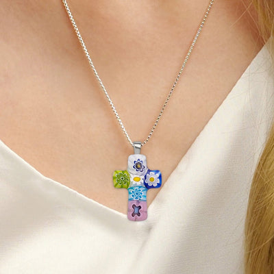 Cross in Bloom 十字架吊墜頸鏈 - 2mm濶 低敏感316L鈦鋼 - 吊墜頸鏈