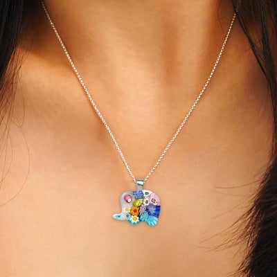 Elephant in Bloom 小象頸鏈 - 1.2mm濶 925純銀 - 吊墜頸鏈