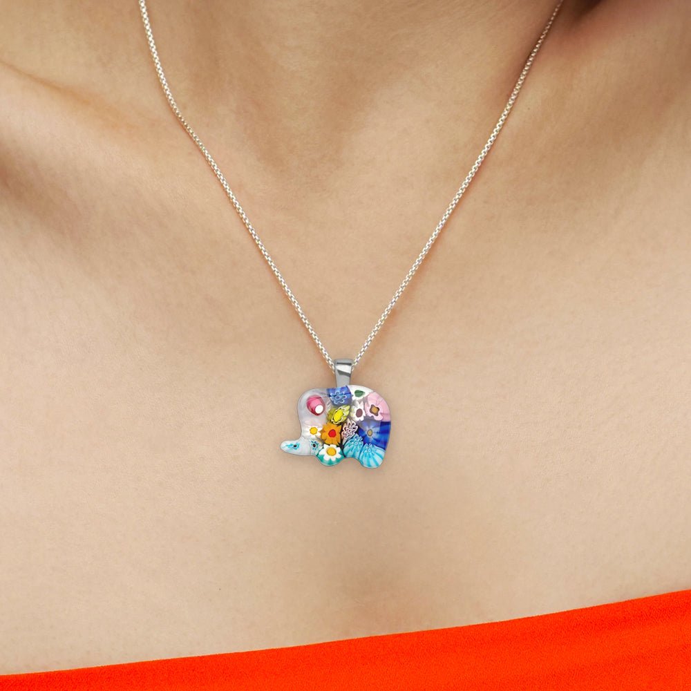 Elephant in Bloom 小象頸鏈 - 1mm濶 925純銀 - 吊墜頸鏈