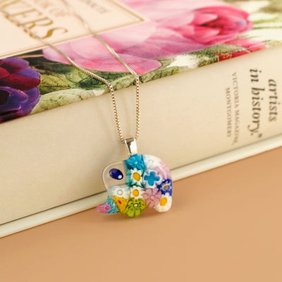 Elephant in Bloom 小象頸鏈 - 2mm濶 低敏感316L鈦鋼 - 吊墜頸鏈