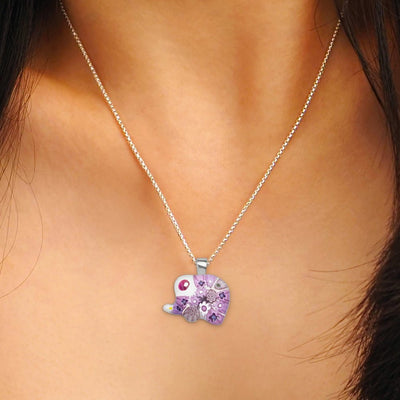 Elephant in Pink 小象頸鏈 (薰衣草粉紅) - 1mm濶 925純銀 - 吊墜頸鏈