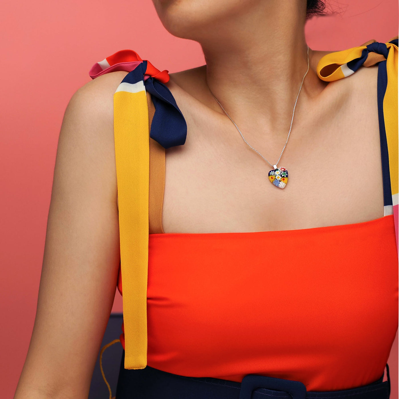 Flowers in Bloom 心形吊墜頸鏈 - 18mm - 吊墜頸鏈