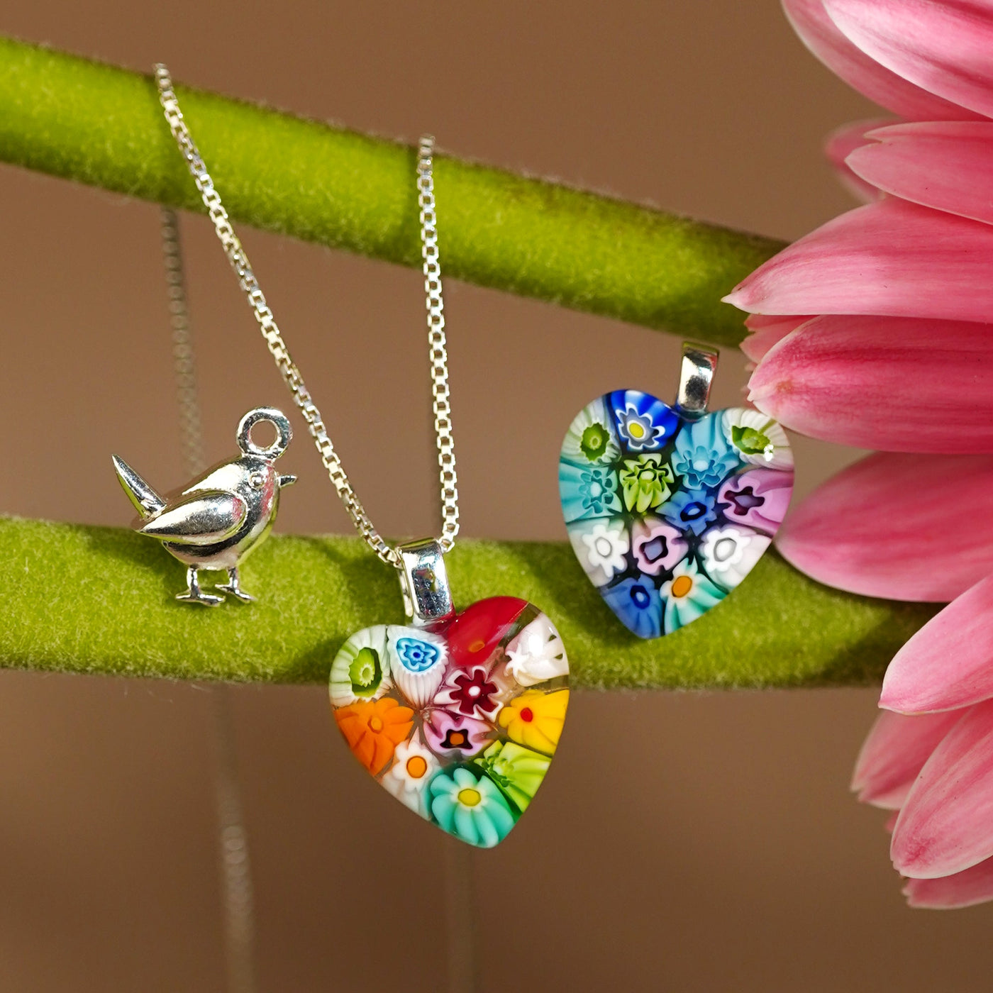 Flowers in Bloom 心形吊墜頸鏈 - 18mm - 吊墜頸鏈